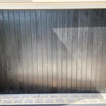 black wooden garage door